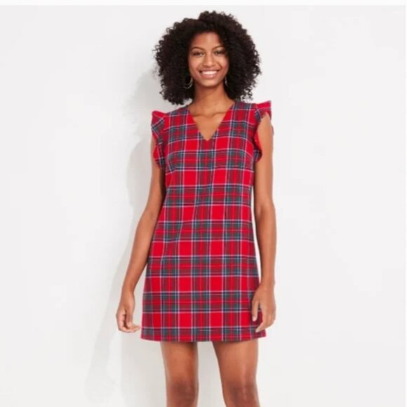 Vineyard Vines Nantucket Tartan Flutter Sleeve Shift Dress - Picture 1 of 5